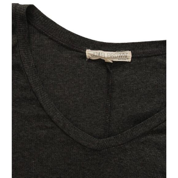 SOLD** Joah Brown Gray Rib Jersey 3/4 Sleeve V-Neck On Point Tunic Dress - Picture 4 of 4